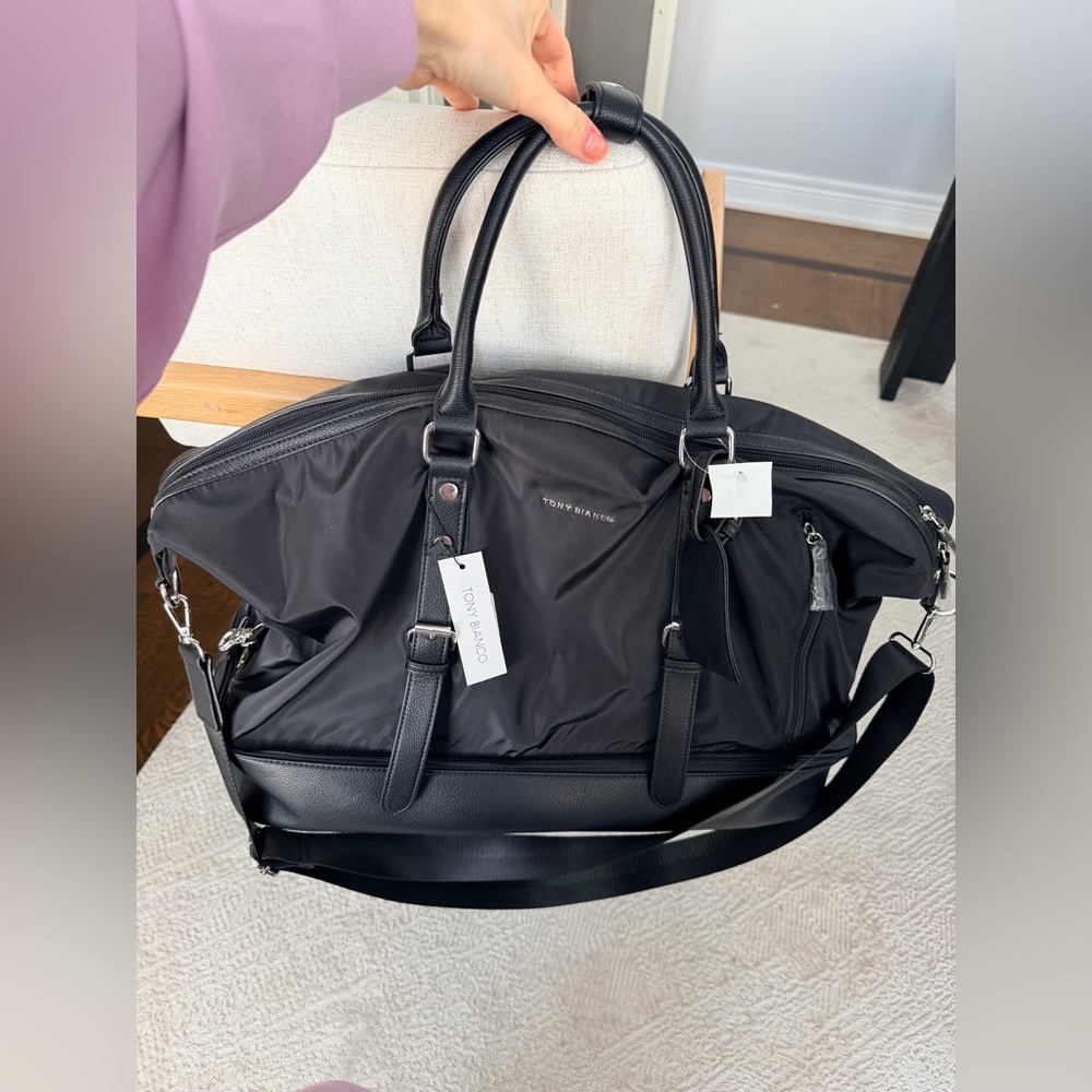 TONY BIANCO Naomi Black Duffle Over Night Travel Bag Large BRAND NEW - Picture 4 of 16